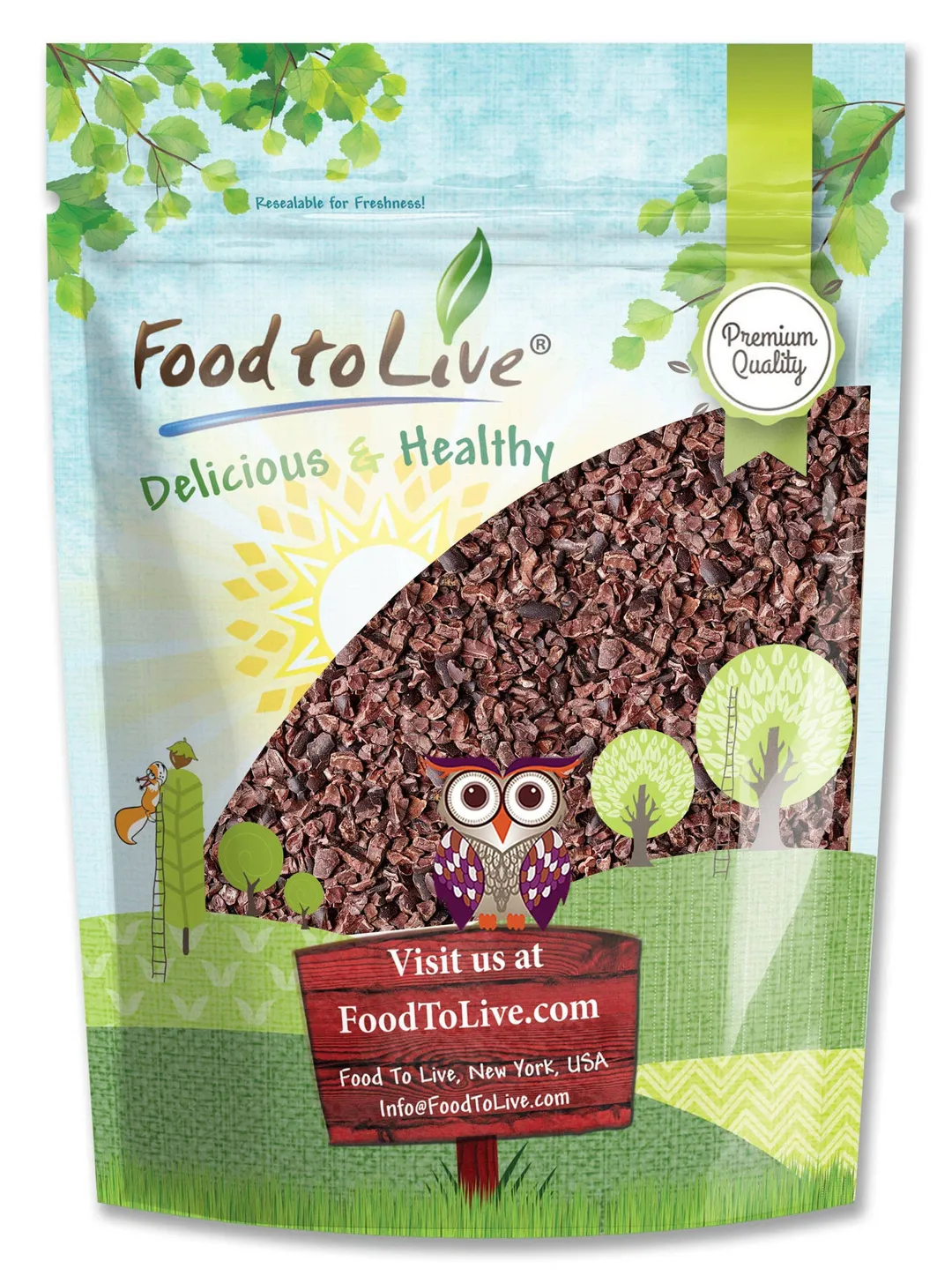 Cacao Nibs - Raw, Unsweetened, Kosher, Vegan, Keto and Paleo Friendly, Cacao BIts for Chocolate, Sirtfood, Bulk - by Food to Live variant
