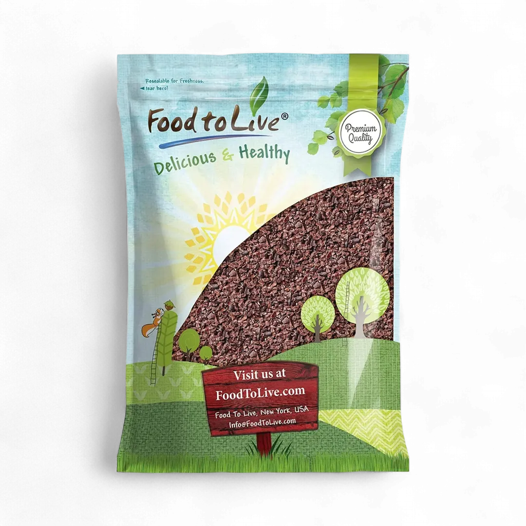 Cacao Nibs - Raw, Unsweetened, Kosher, Vegan, Keto and Paleo Friendly, Cacao BIts for Chocolate, Sirtfood, Bulk - by Food to Live