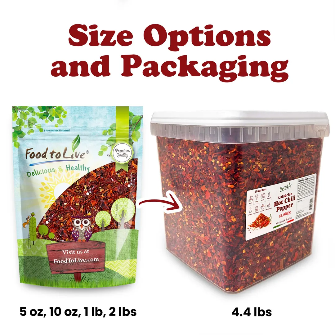 Calabrian Hot Chili Pepper Flakes – Vegan, Kosher, Bulk  – by Food to Live