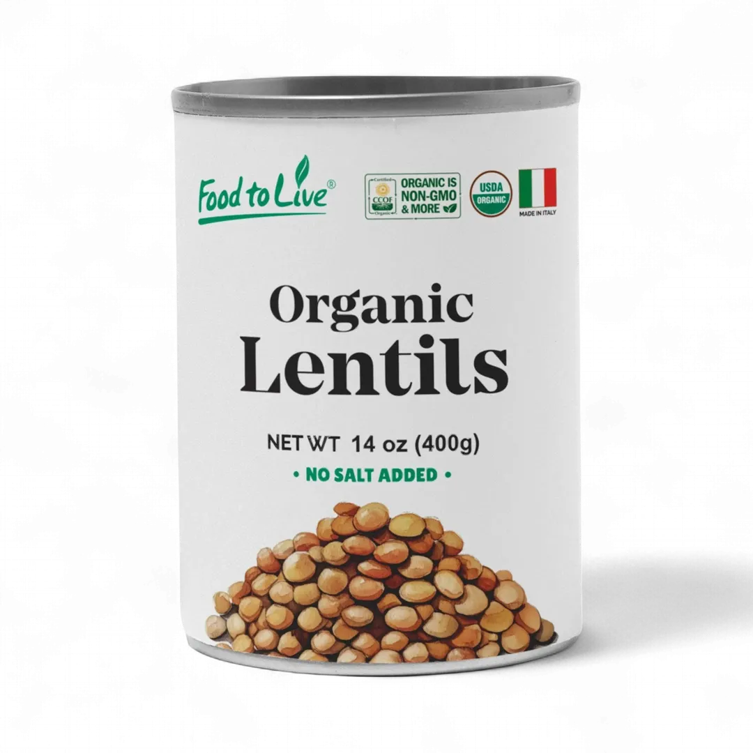 Organic Canned Lentils – Unsalted, Non-GMO, Vegan – by Food to Live