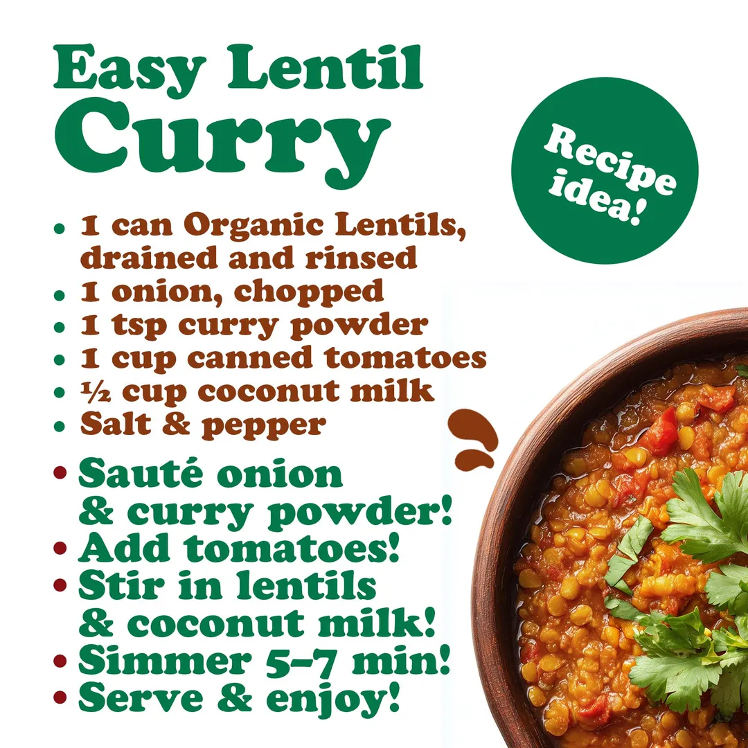 Organic Canned Lentils – Unsalted, Non-GMO, Vegan – by Food to Live