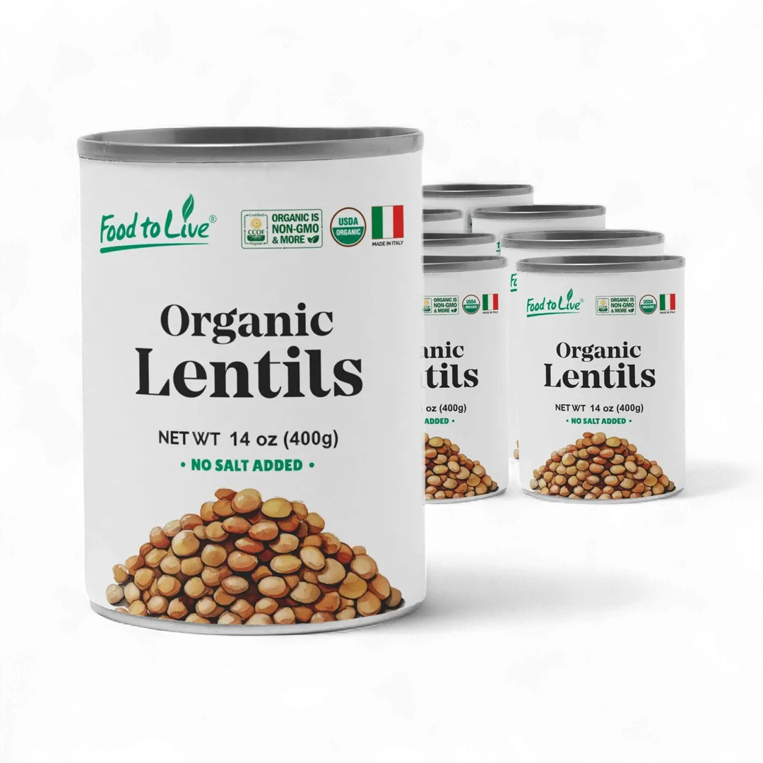 Organic Canned Lentils – Unsalted, Non-GMO, Vegan – by Food to Live