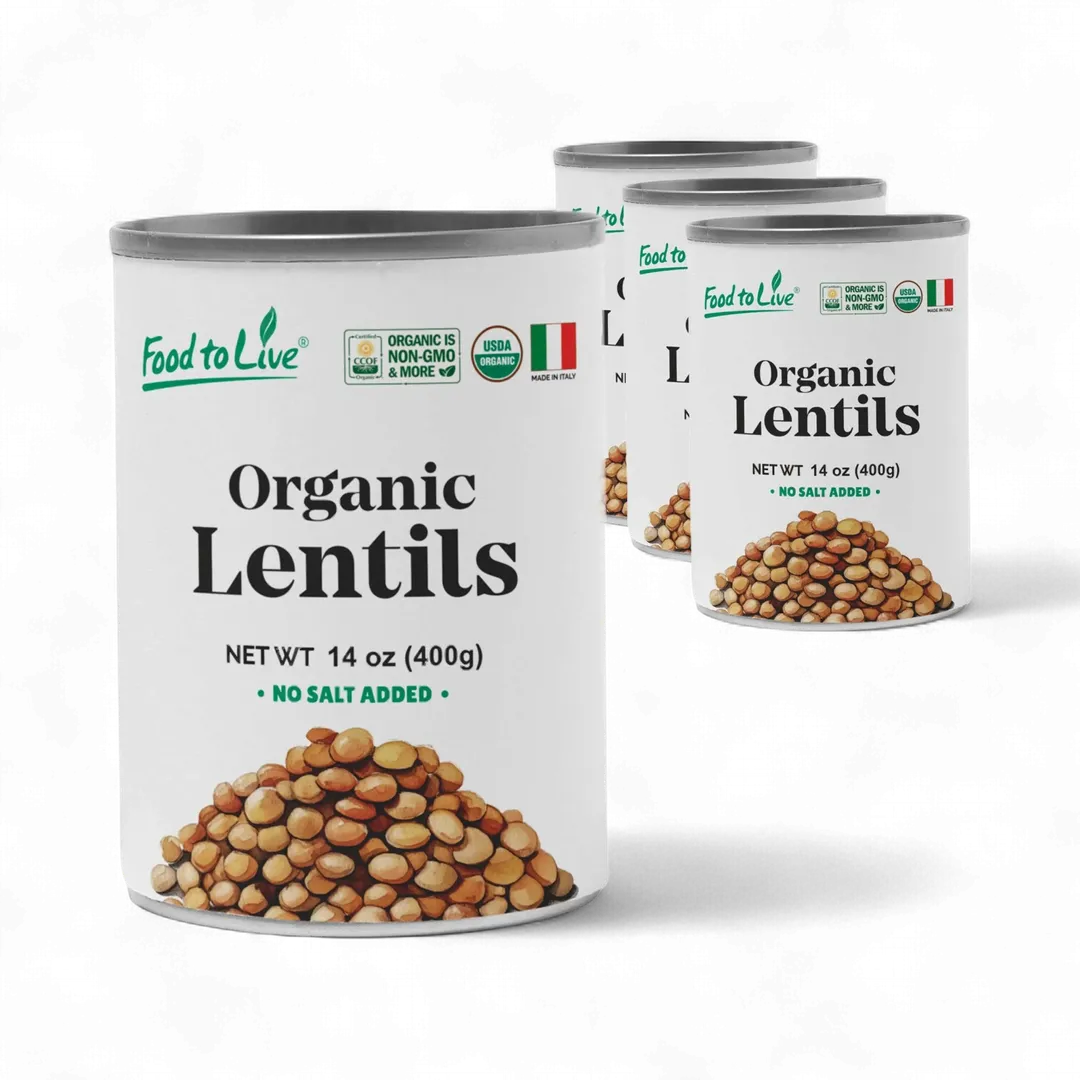 Organic Canned Lentils – Unsalted, Non-GMO, Vegan – by Food to Live