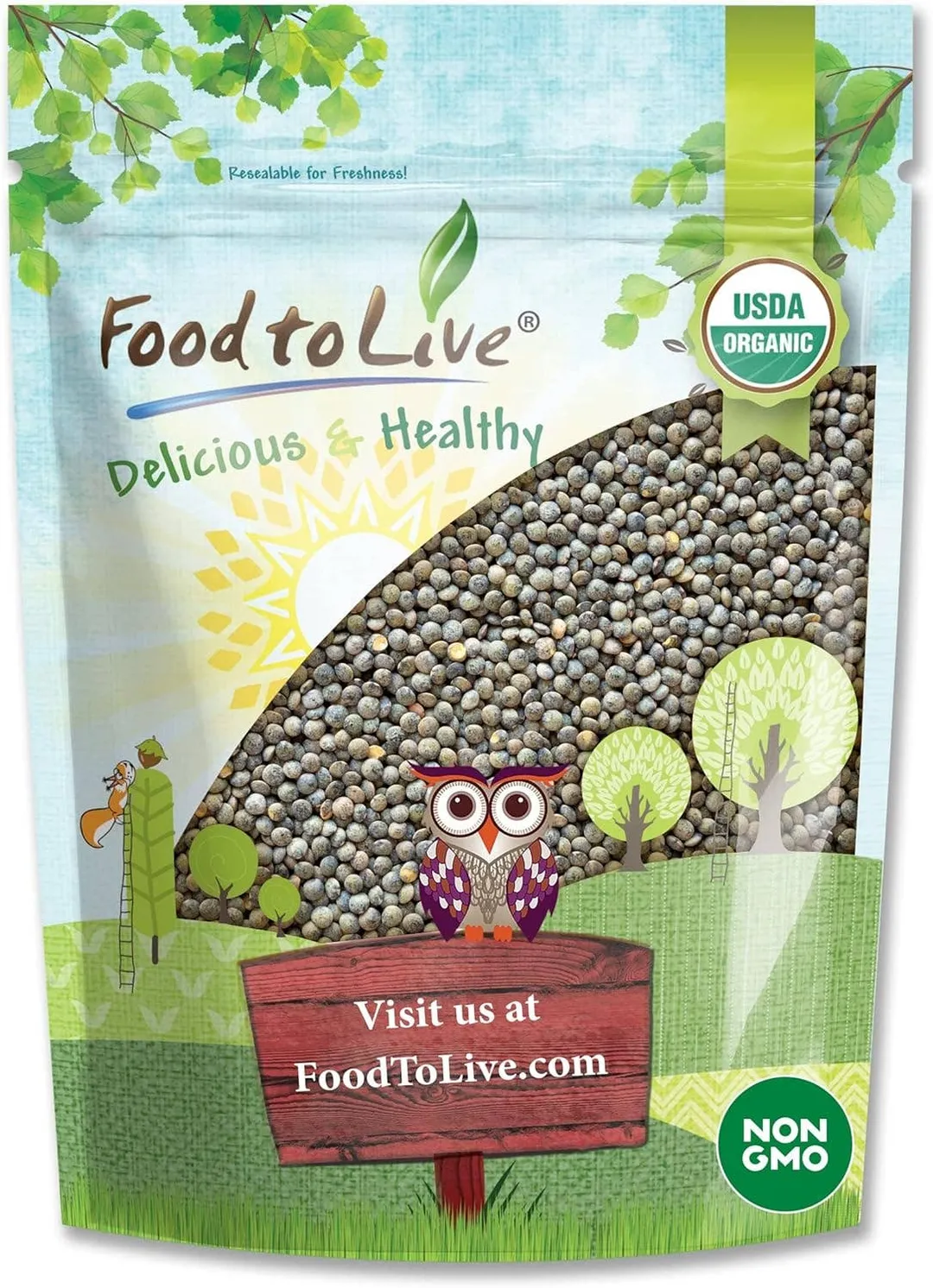 Organic French Green Lentils – Non-GMO, Vegan, Kosher, Bulk variant