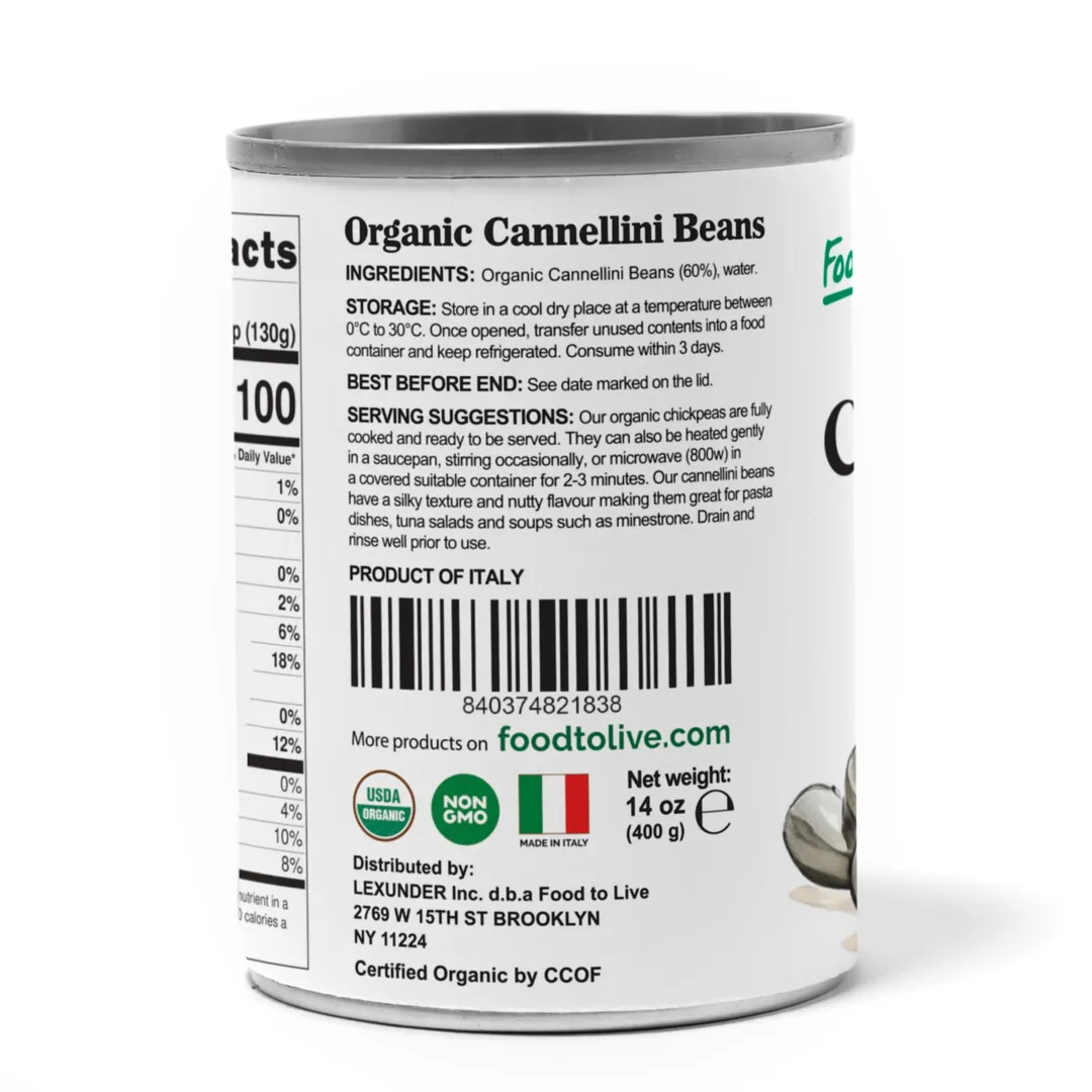 Organic Italian Canned Cannellini Beans, 14 oz (Pack of 12)