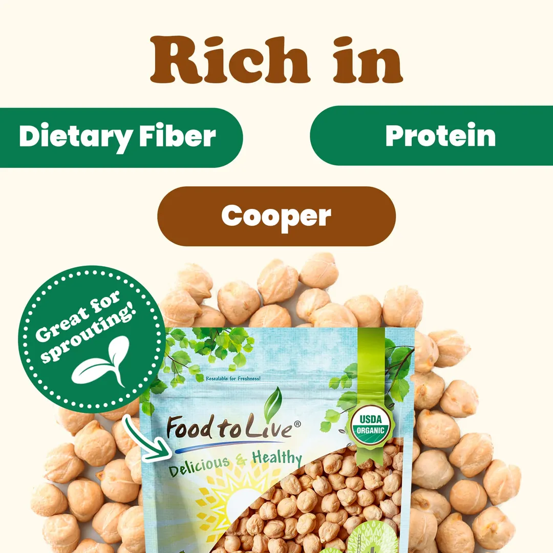 Organic Garbanzo Beans / Dried Chickpeas – Raw, Sproutable