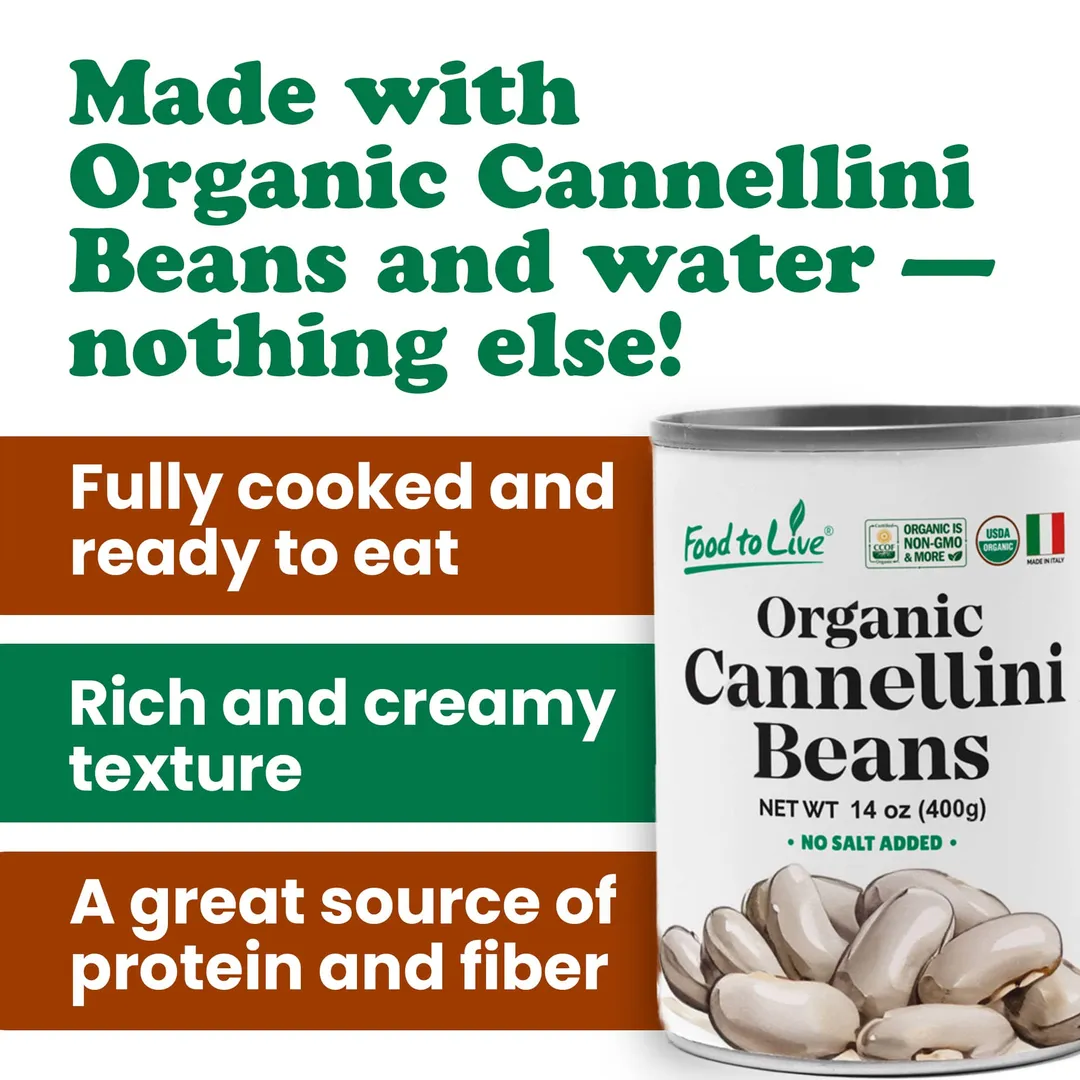 Organic Italian Canned Cannellini Beans, 14 oz (Pack of 12)