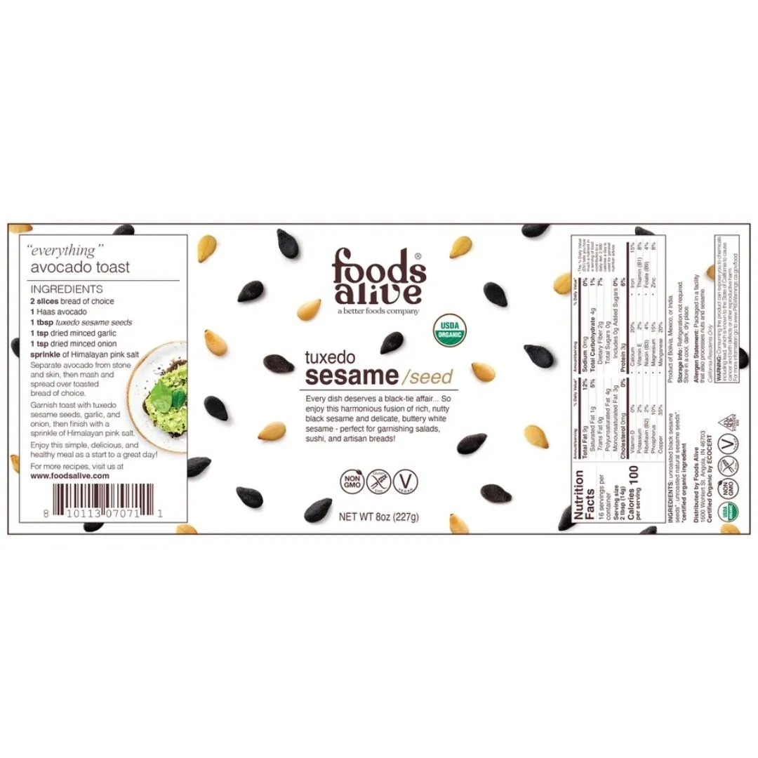 Tuxedo Sesame Seeds Shaker - Organic (8 oz)