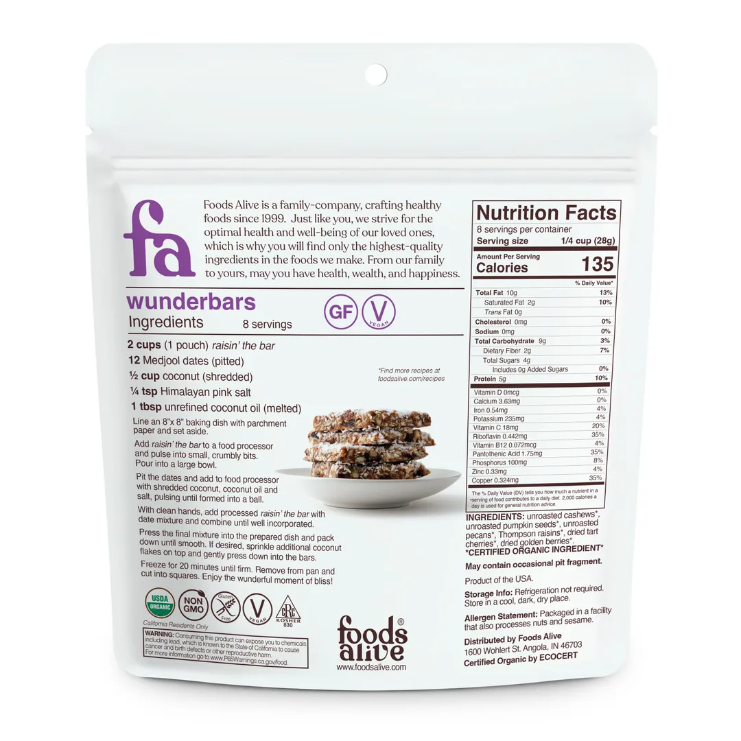 Raisin' the Bar Trail Mix - Organic, Kosher (8 oz)