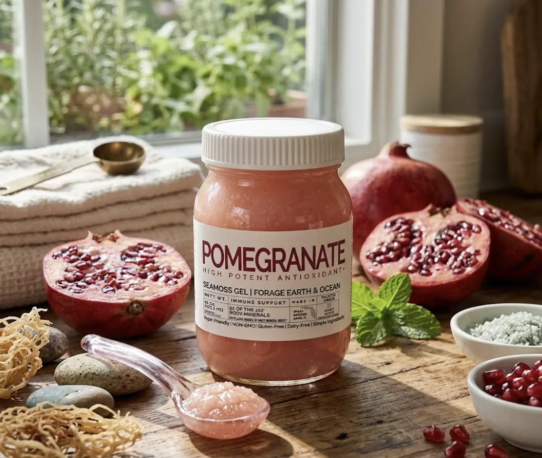 Organic Pomegranate Sea Moss Gel - Wildcrafted 92 Mineral Superfood