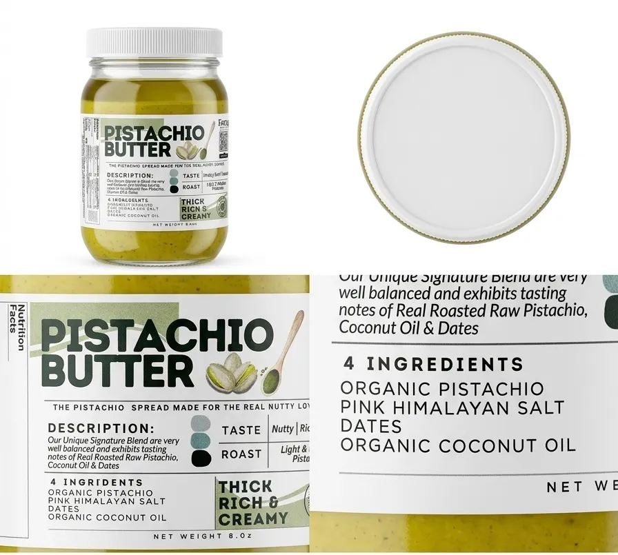 Pistachio Butter– Gourmet Nut Butter with Coconut MCT & Medjool Dates 8 oz