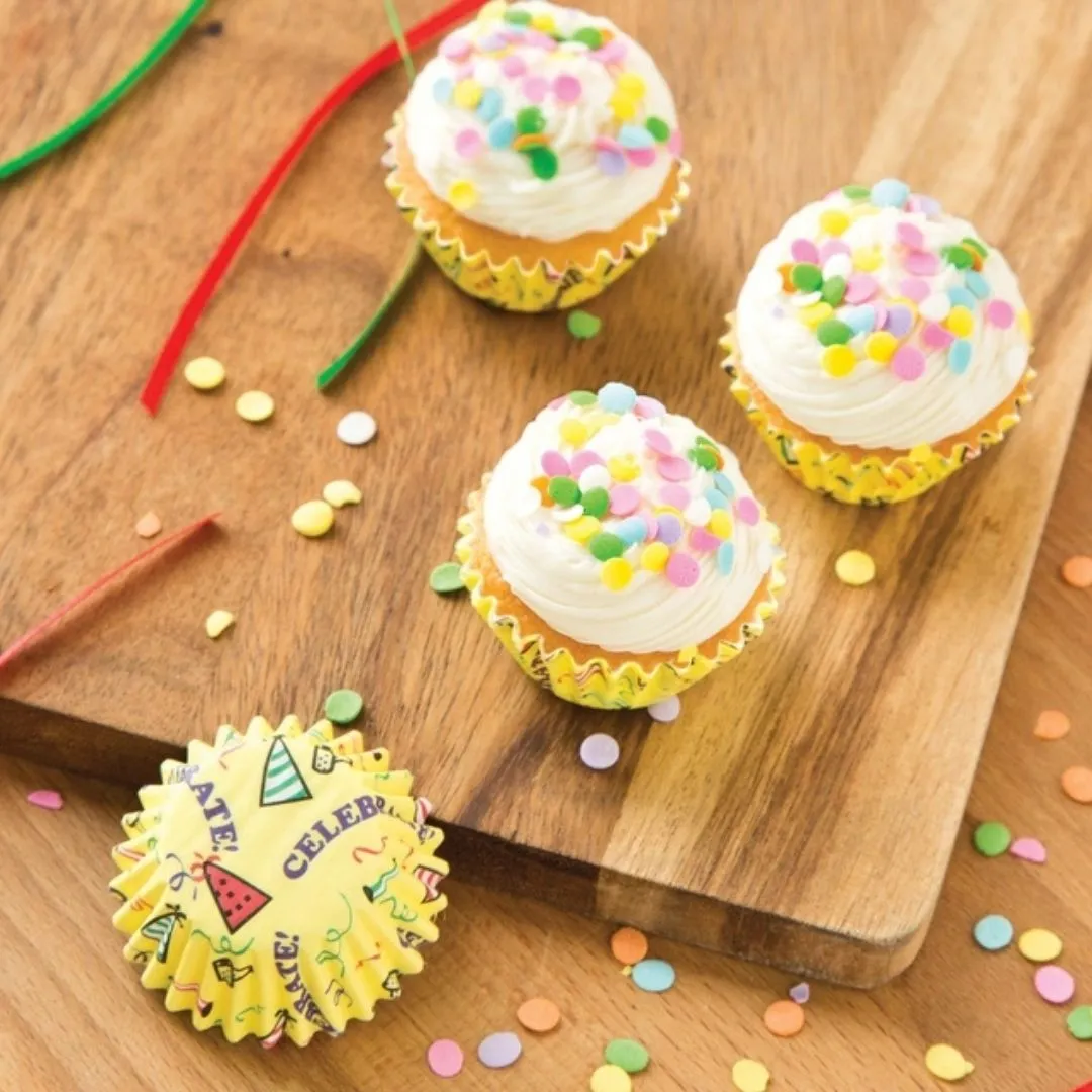 Fox Run Mini Celebrate Bake Cups, 75 Count