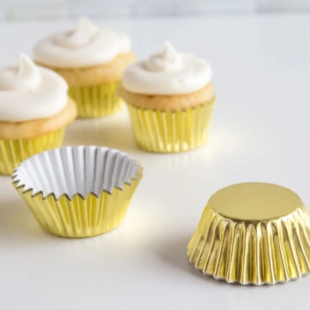 Fox Run Mini Gold Foil Cupcake Liners, 48-Count