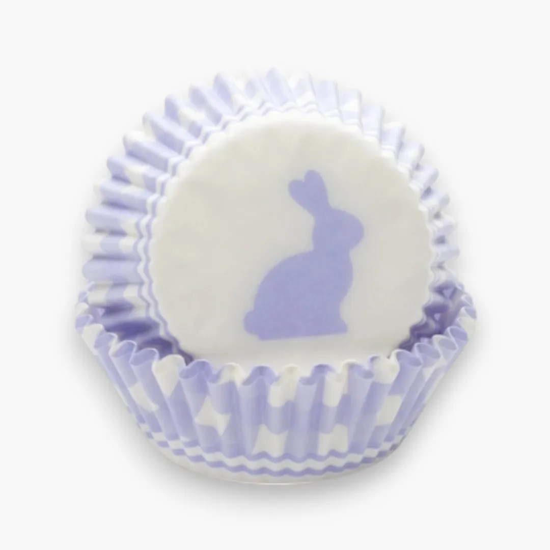 Fox Run Purple Gingham Bunny Bake Cups, 50 Count