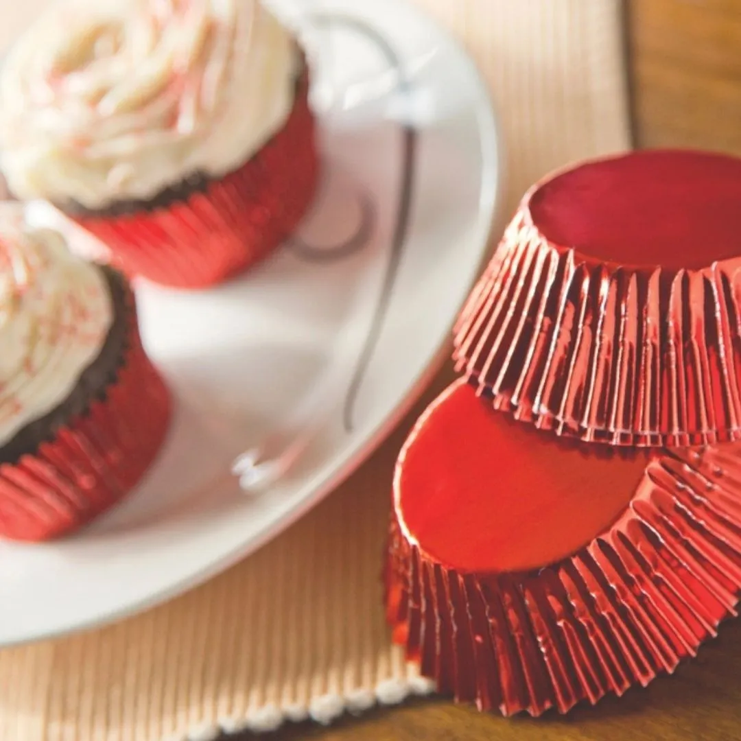 Fox Run Red Foil Bake Cups, 32 Count