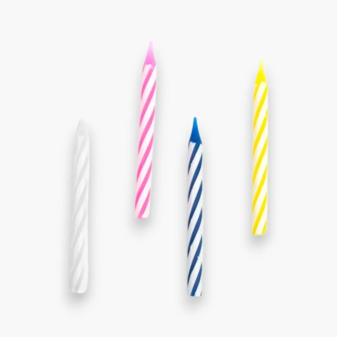 Fox Run Striped Birthday Candles, Pack of 24