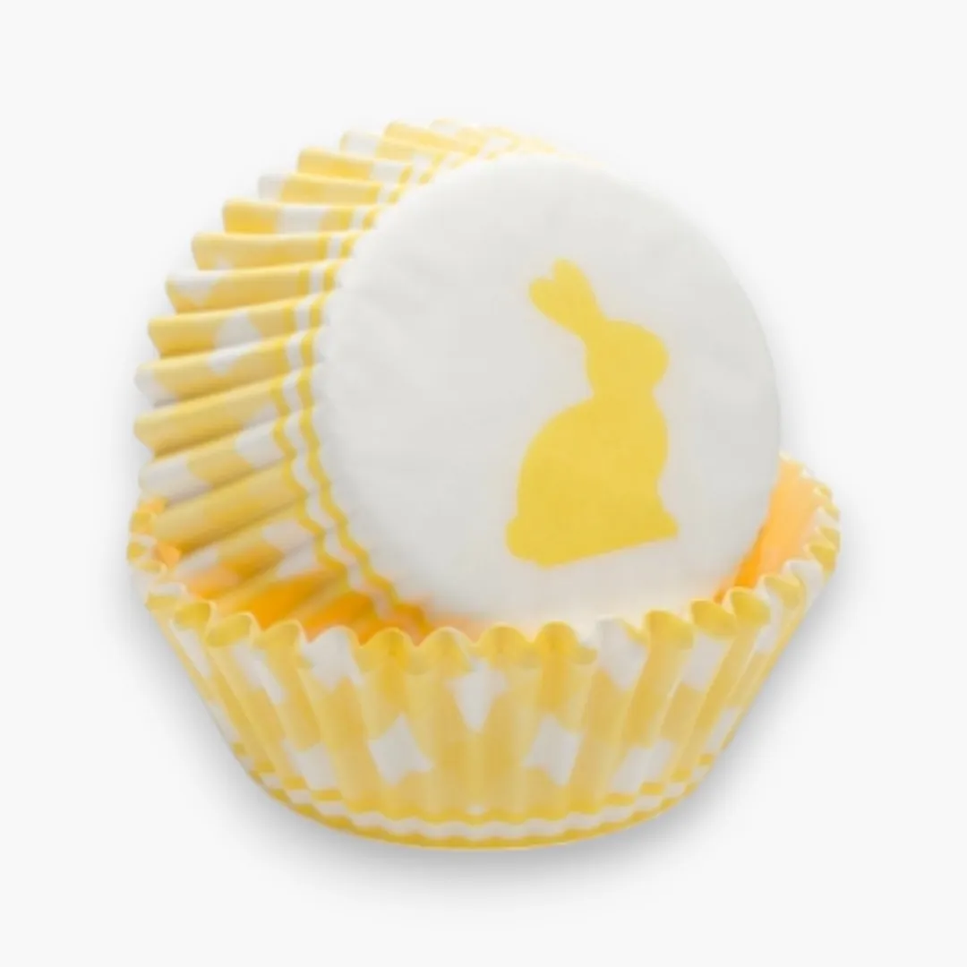 Fox Run Yellow Gingham Bunny Bake Cups, 50 Count