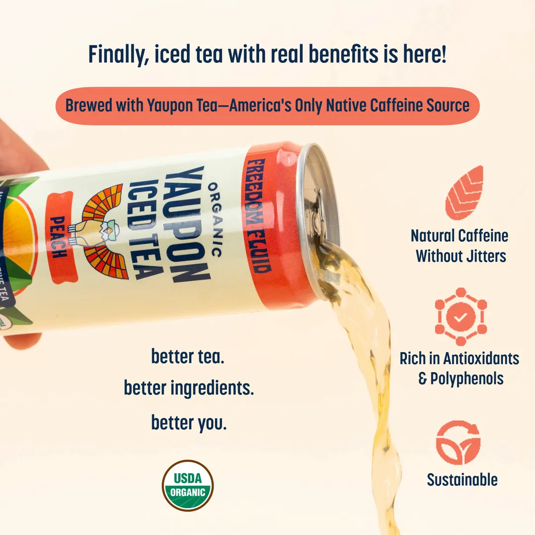Peach, Organic Yaupon Iced Tea