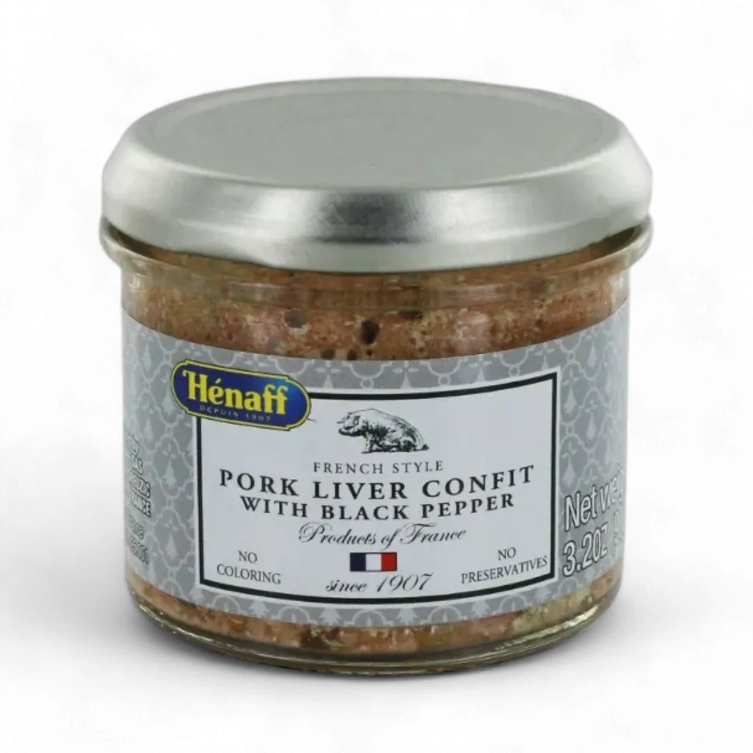 Hénaff · Pork liver confit with peppercorn, glass jar