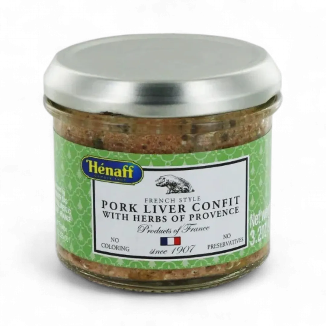 Hénaff · Pork liver confit with Provence herbs, glass jar