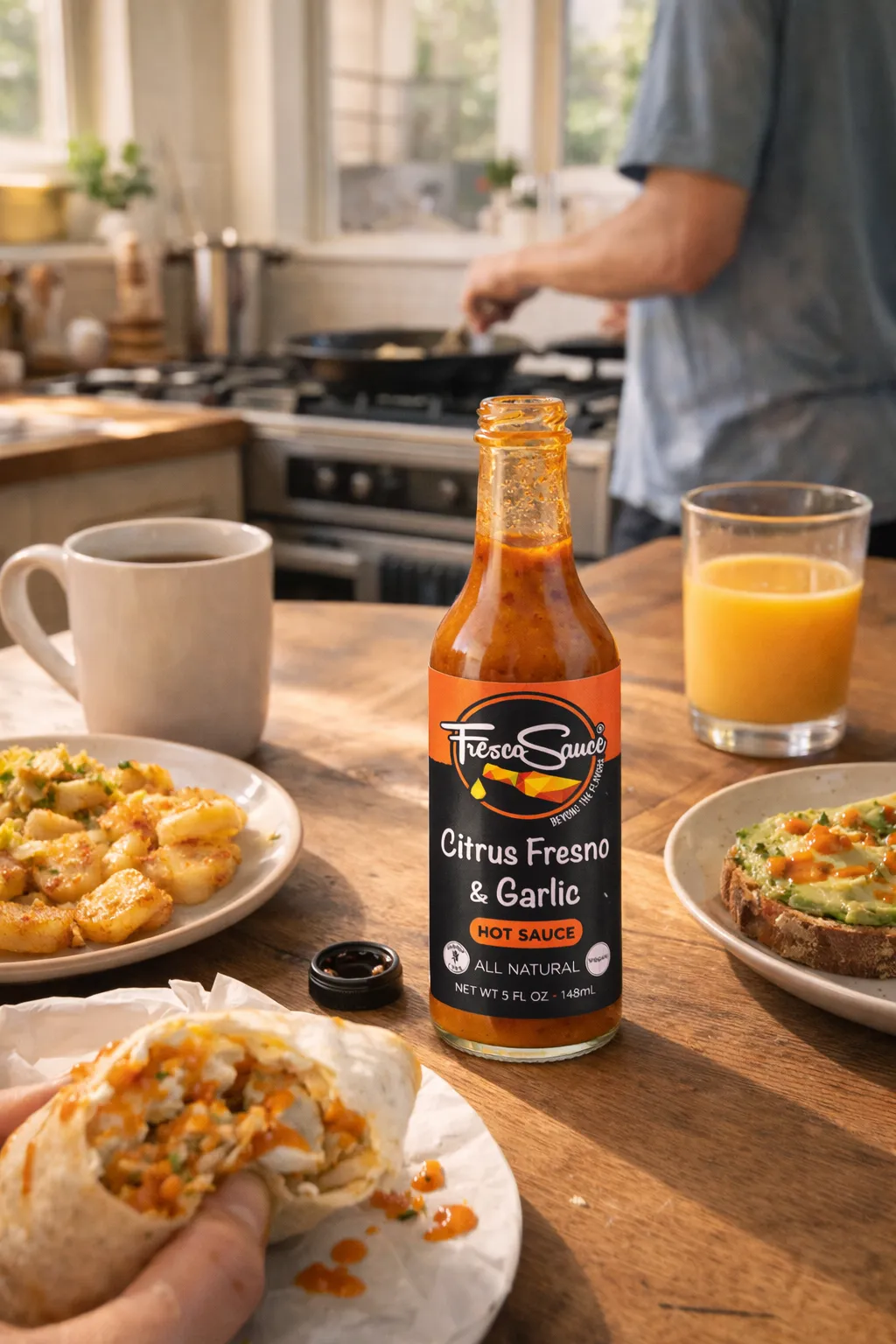 Citrus Fresno & Garlic Hot Sauce By Fresco Sauce