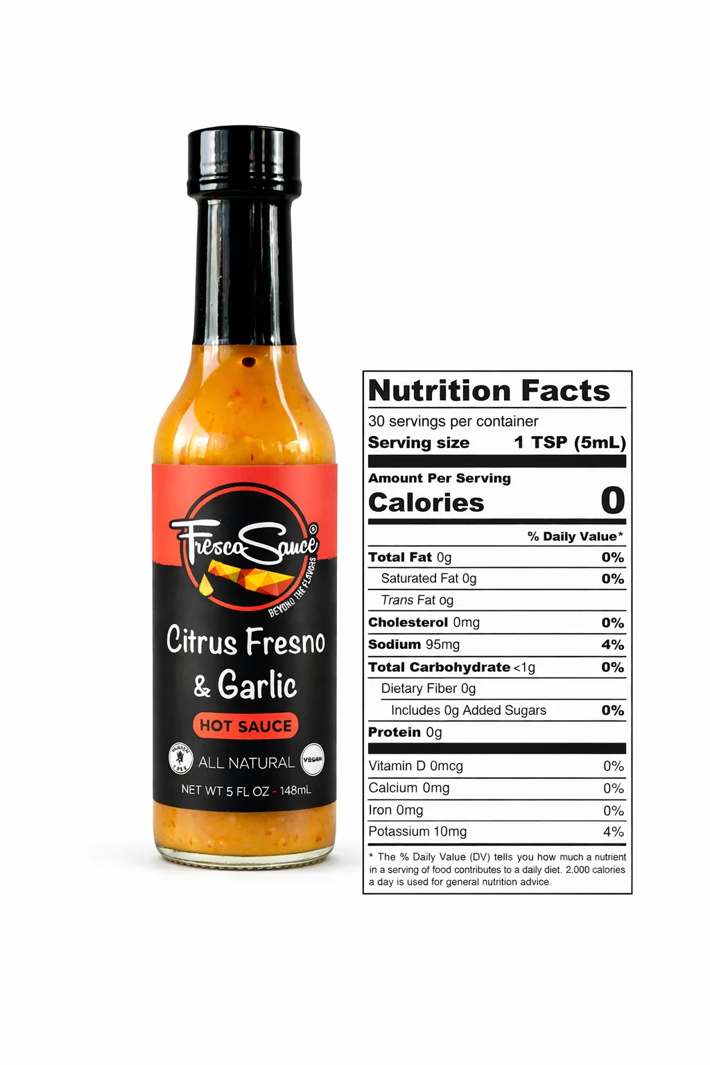 Citrus Fresno & Garlic Hot Sauce By Fresco Sauce
