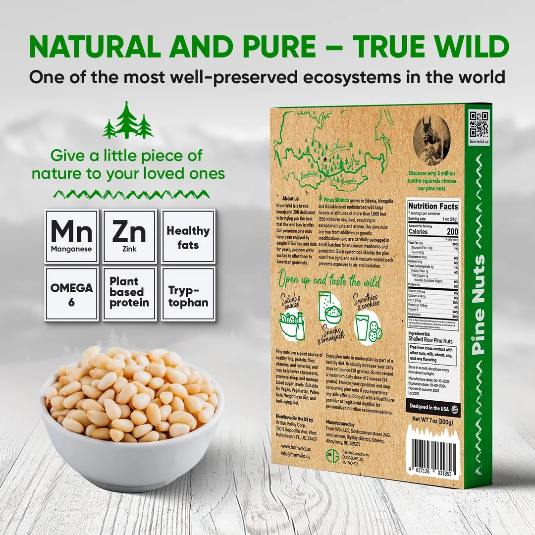 FROM WILD Fresh Organic Pine Nuts 7oz (Case of 50)