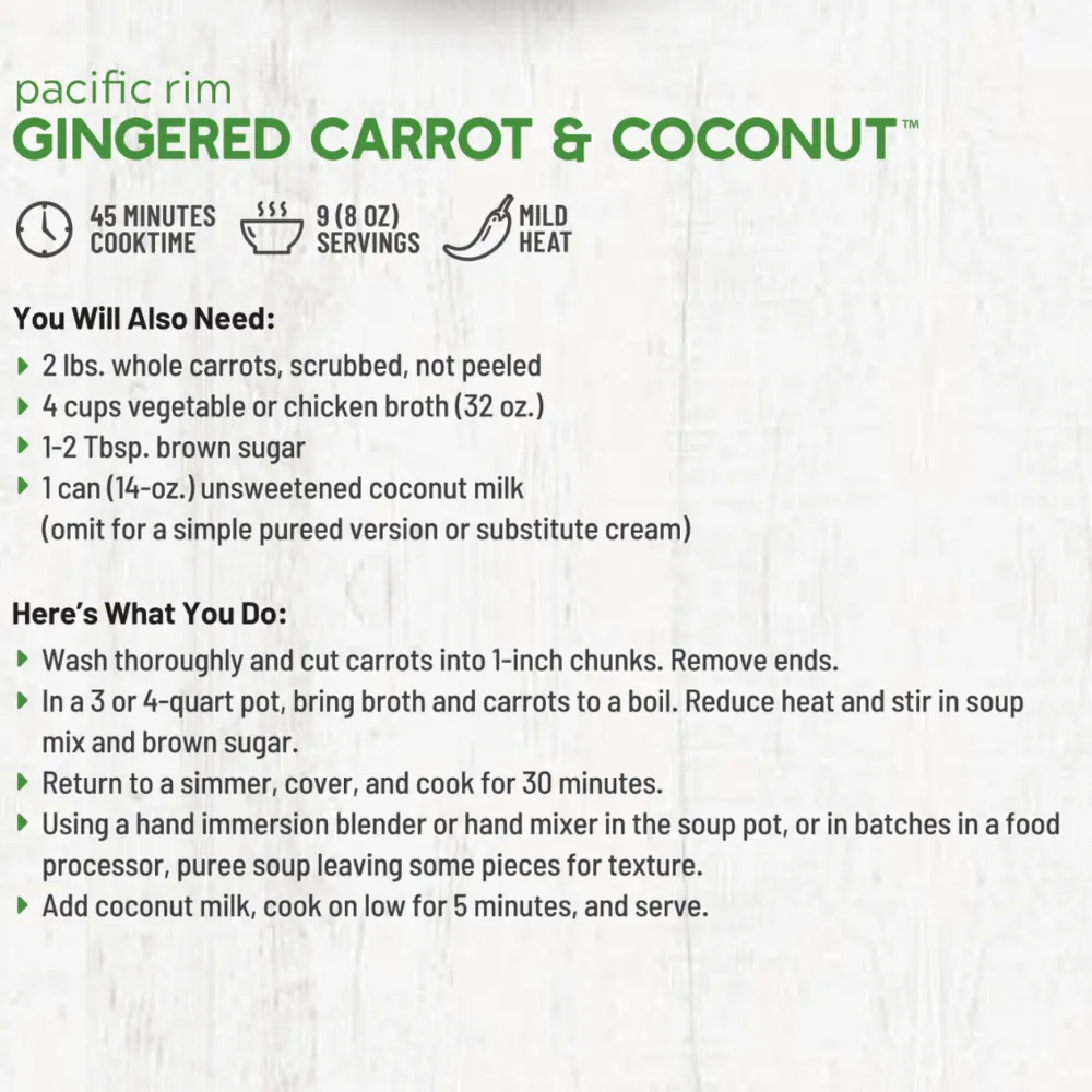 Pacific Rim Gingered Carrot & Coconut Soup Mix