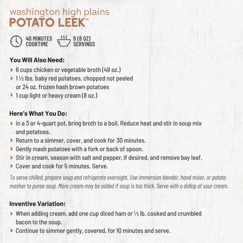 Washington High Plains Potato Leek Soup Mix