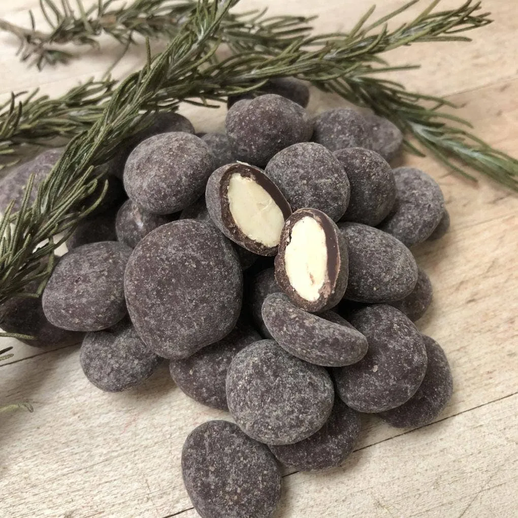 Dark Chocolate Coated Marcona Almonds with Rosemary & Olive