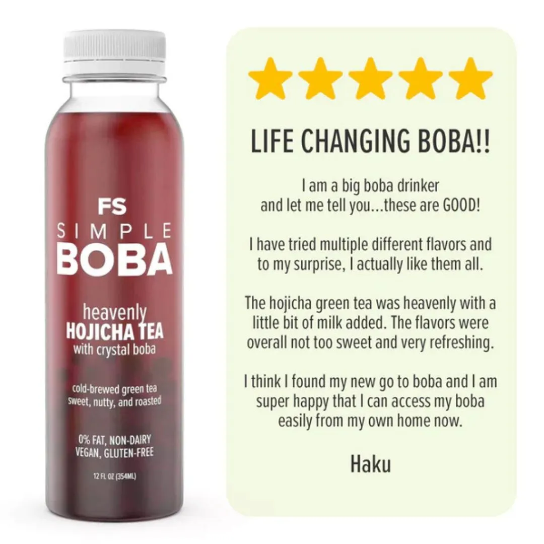 Heavenly Hojicha Green Tea + Crystal Boba (12-Pack)