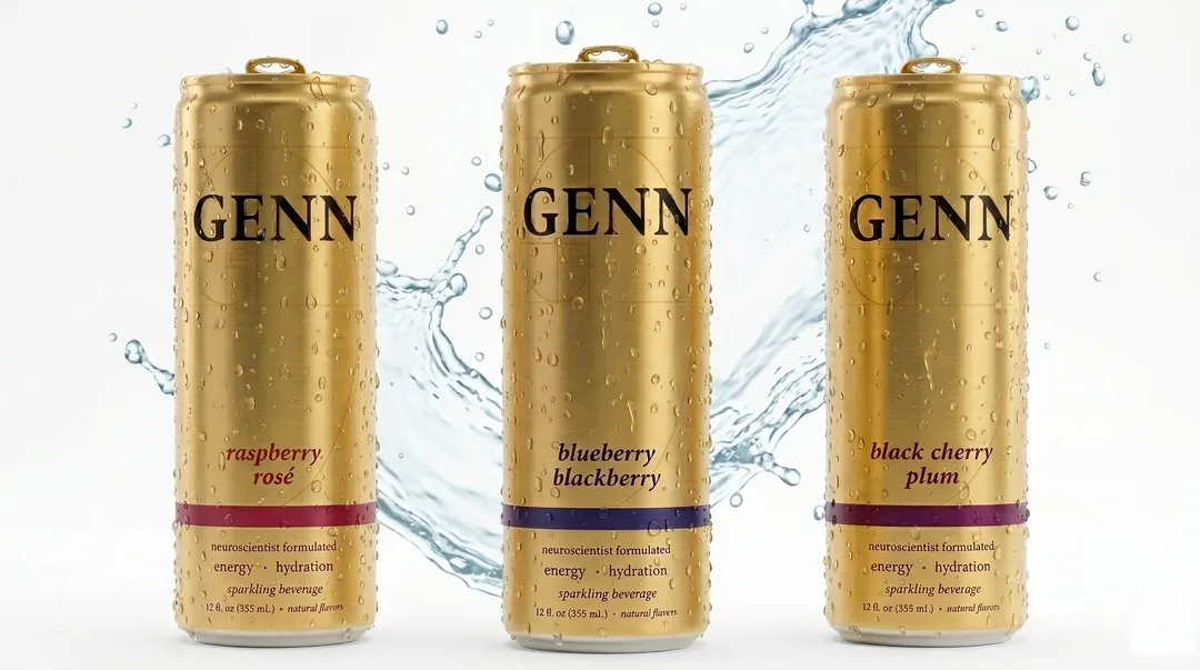 GENN Energy & Hydration Sparkling Beverage - Blueberry Blackberry - 12 Pack