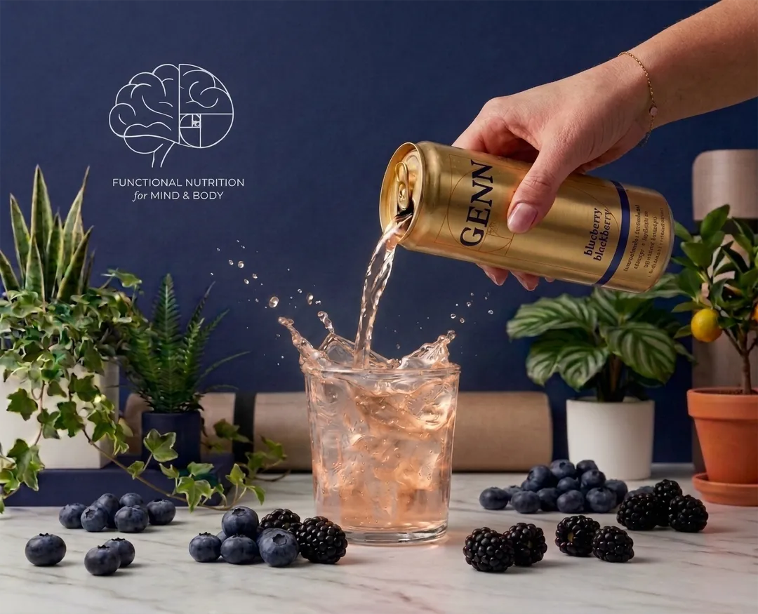 GENN Energy & Hydration Sparkling Beverage - Blueberry Blackberry - 12 Pack