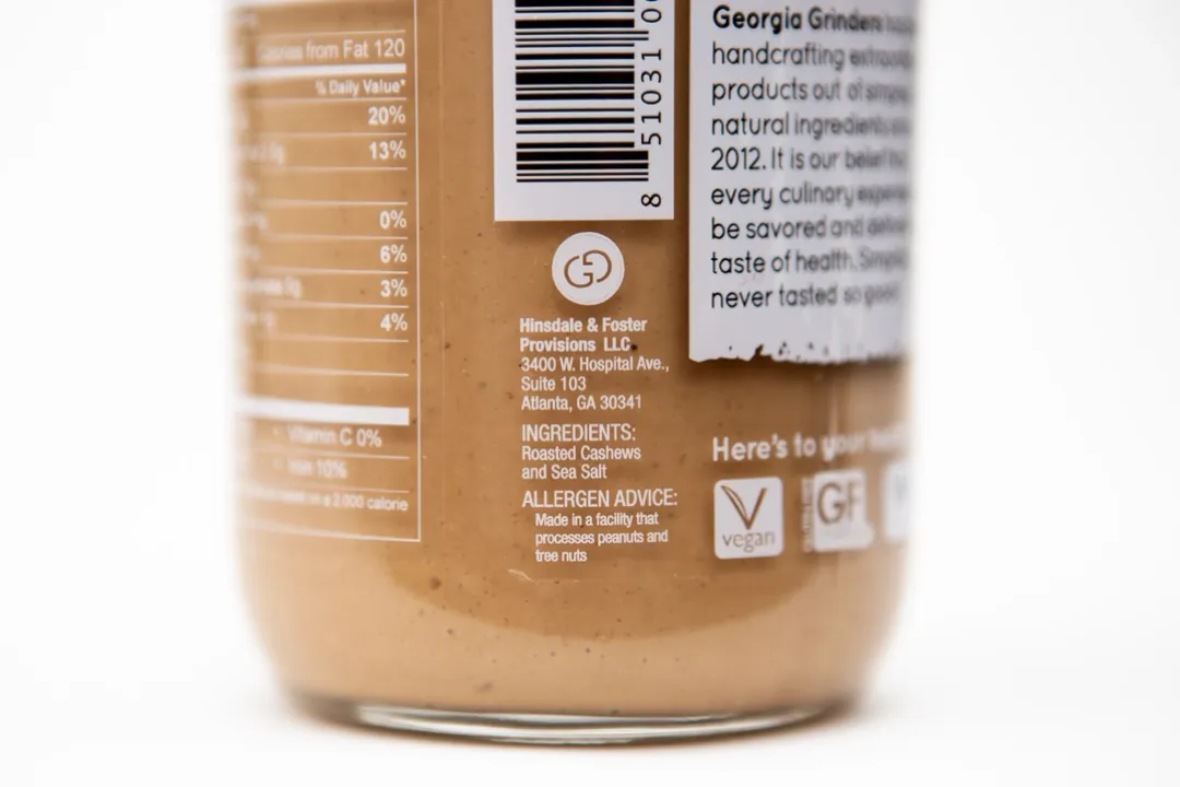 Georgia Grinders Creamy Cashew Butter