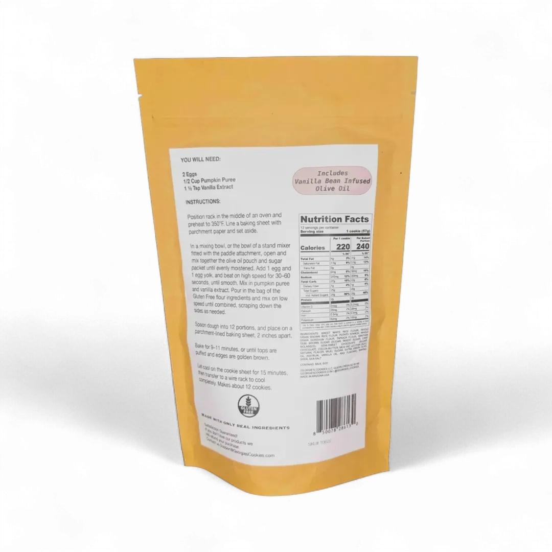Gluten Free Olive Oil Pumpkin Chocolate Chip Cookie Mix with Olive Oil