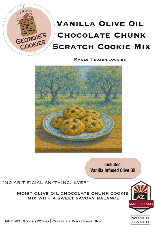 Vanilla Olive Oil Chocolate Chunk Scratch Cookie Mix with Olive Oil included