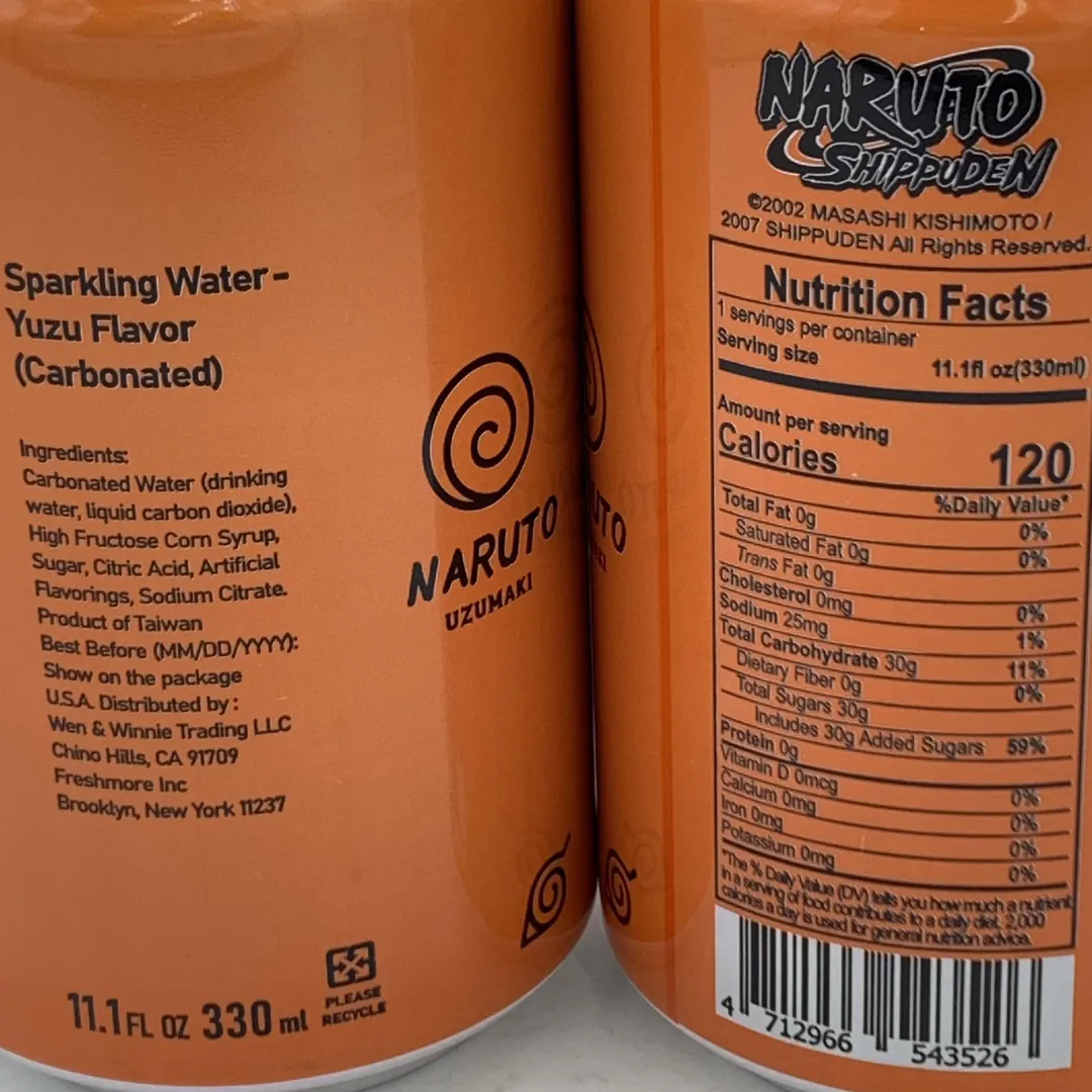 Ocean Bomb-Naruto Yuzu Sparkling Water 330ml (Taiwan)