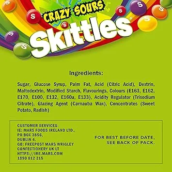 Skittles Chewy Crazy Sours Sweets Bag 136g (UK)