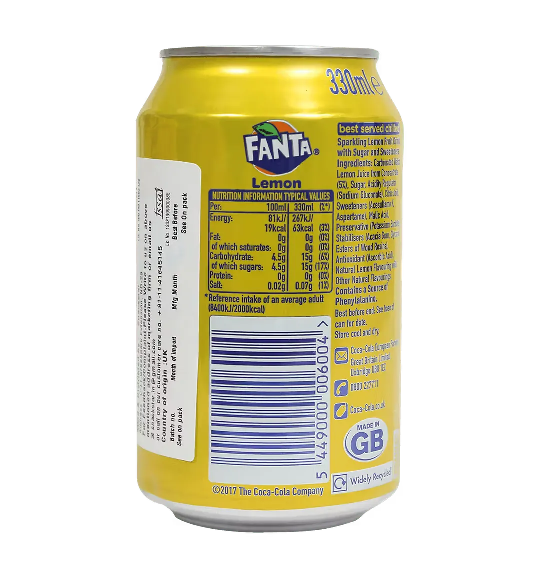 Fanta Lemon Can 330ml (UK)