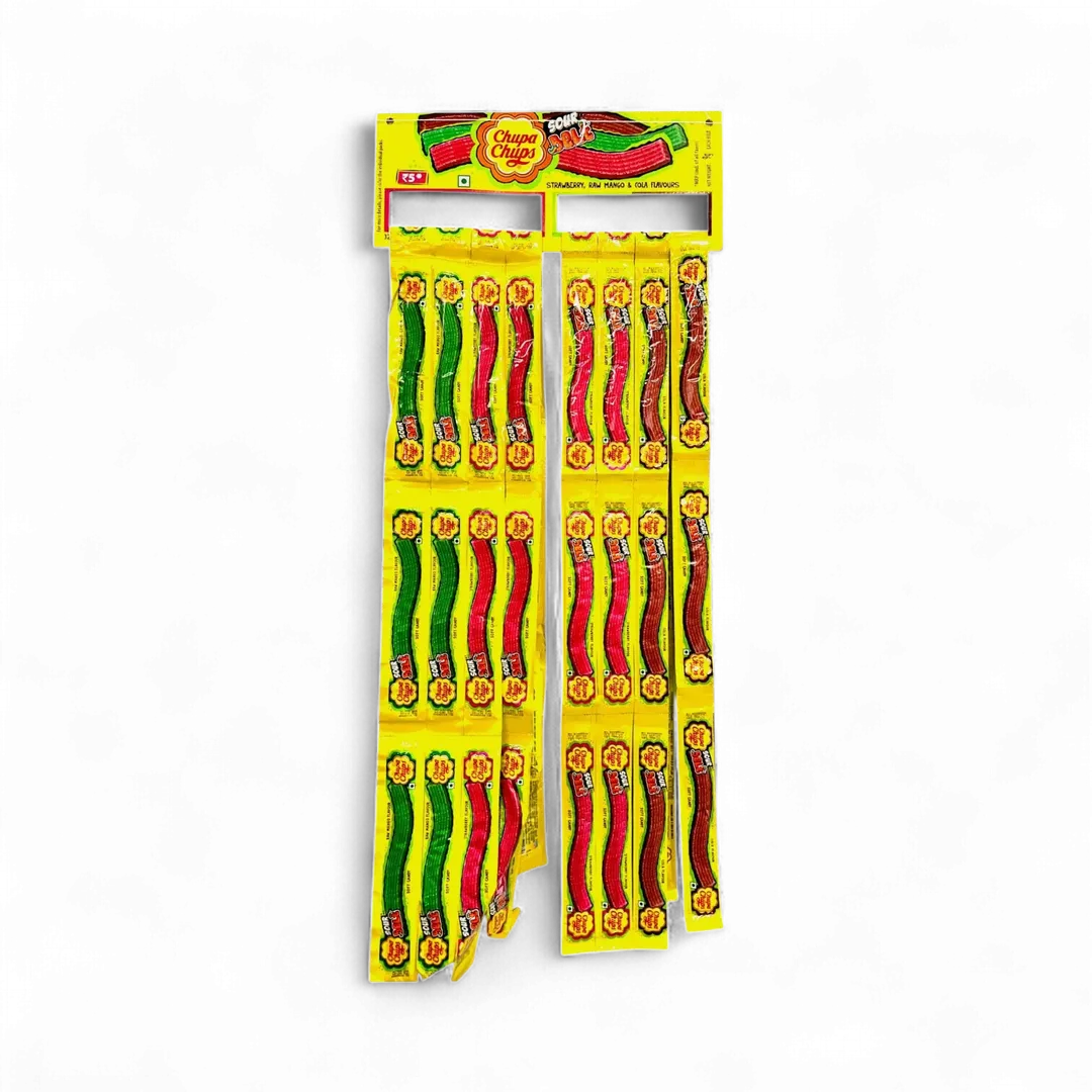 Chupa Chups Sour Belts 48pck with hanger