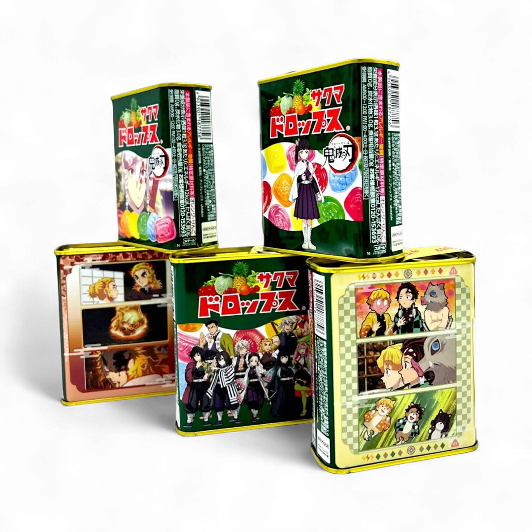 Sakuma Drops Damon Slayer, Kimetsu no Yaiba Hard Fruit Candy (Pack of 5) (Japan)