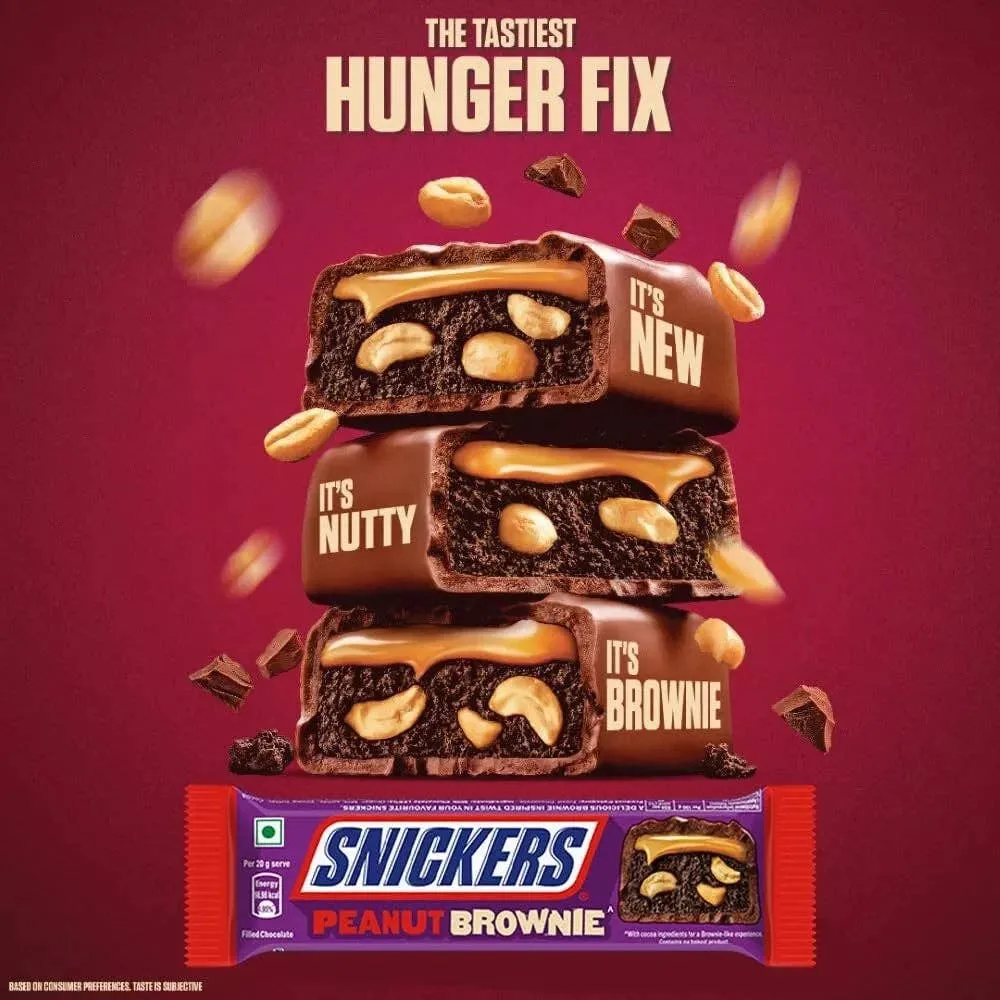 Snickers Peanut Brownie Chocolate Bar Box of 15 x 44g