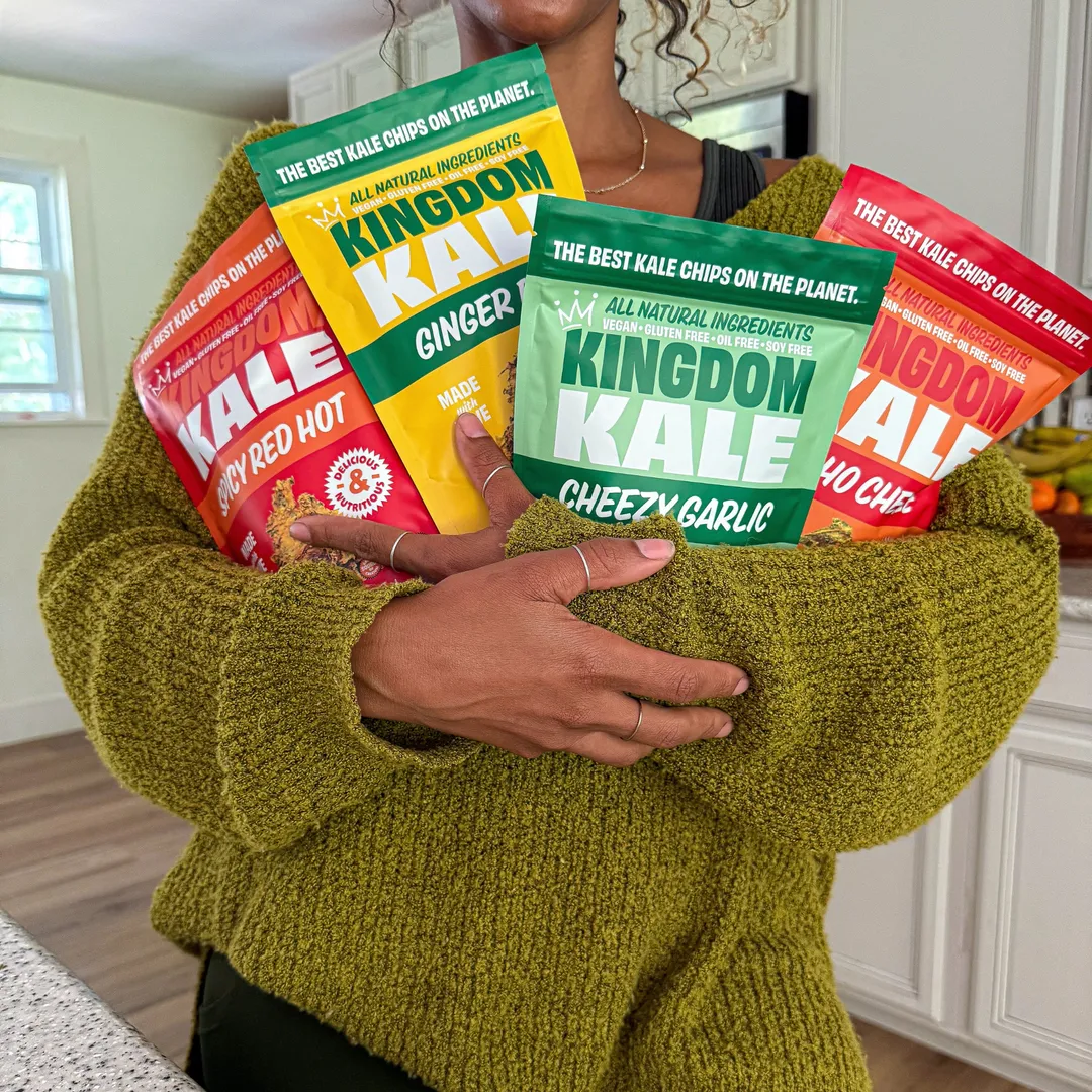Cheesy Garlic Kale Chips - Vegan, Gluten-Free, Non-GMO