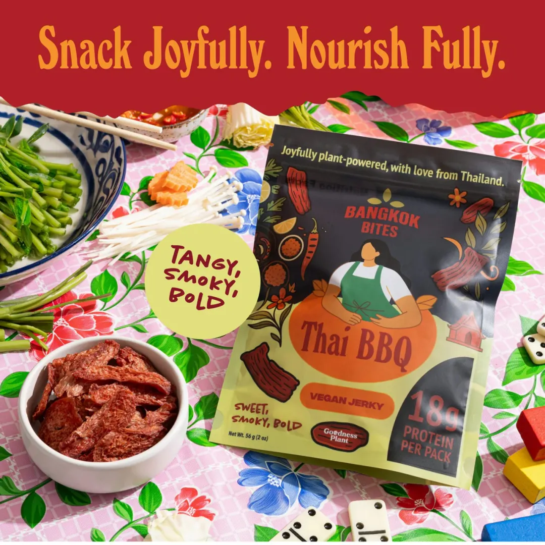 Plant Based Jerky - Thai BBQ (Protein 18g, Low Fat, Vegan, Non-GMO Soy)
