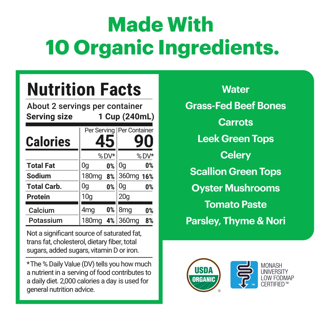 Beef Bone Broth (Organic, Just 10 Ingredients, Low FODMAP)