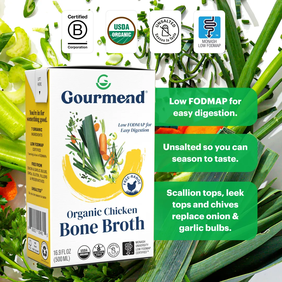 Chicken Bone Broth (Organic, Just 7 Ingredients, Low FODMAP)