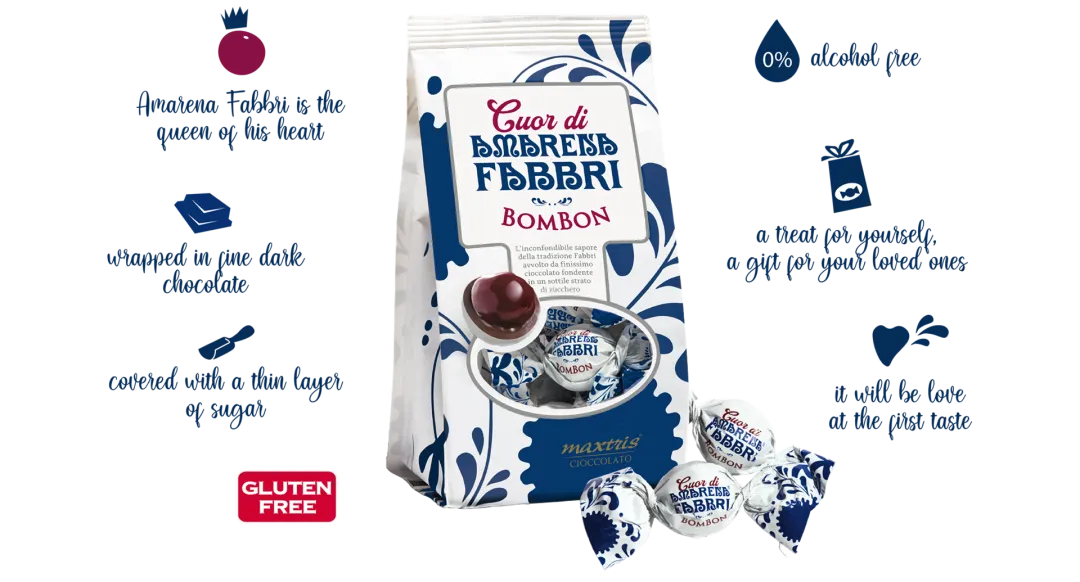 Chocolate Covered Candied Amarena Cherries - Fabbri Cuor di 