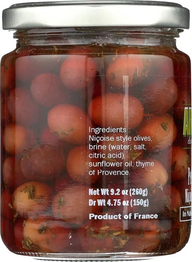 French Nicoise Style Coquillo Whole Olives, Arnaud 9.2oz