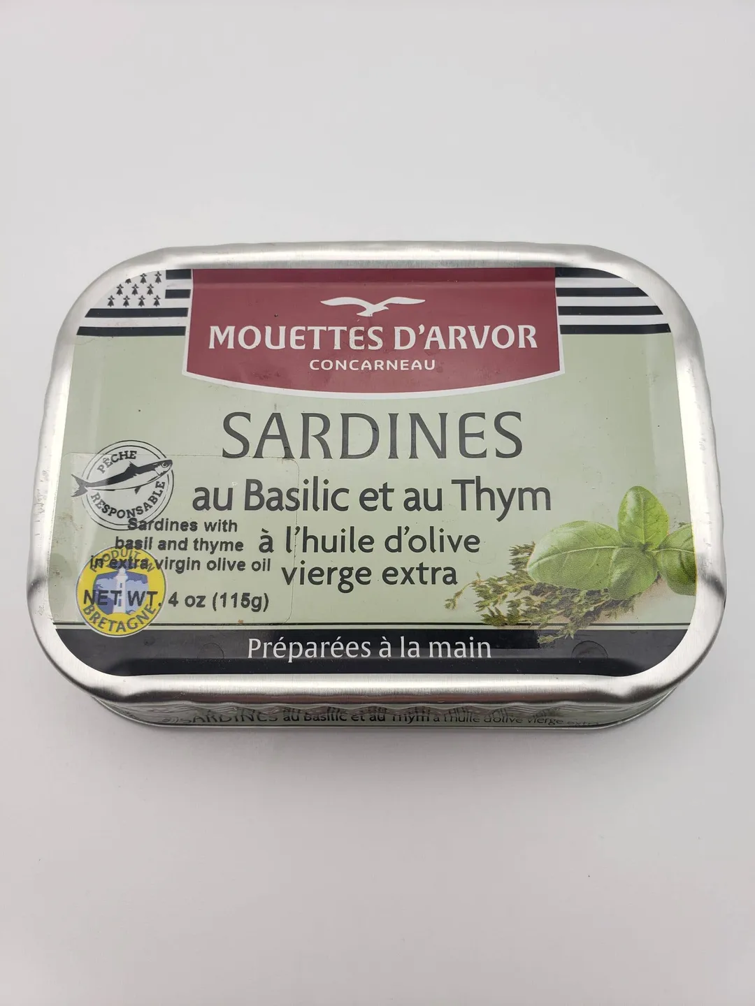Mouette Sardines w/ Basil & Thyme in Extra Virgin Olive Oil