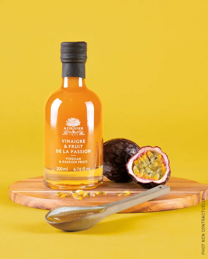 Passion Fruit Vinegar, A L'Olivier 200ml glass bottle